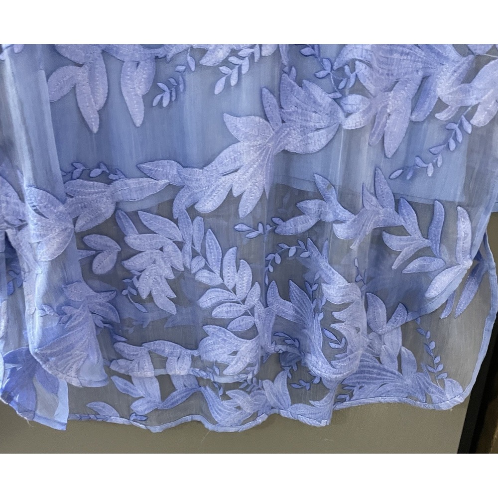 SOFT‎ SURROUNDINGS Women's Large Tunic Heart Song Silk Embroidered Dusty Blue - Picture 8 of 8